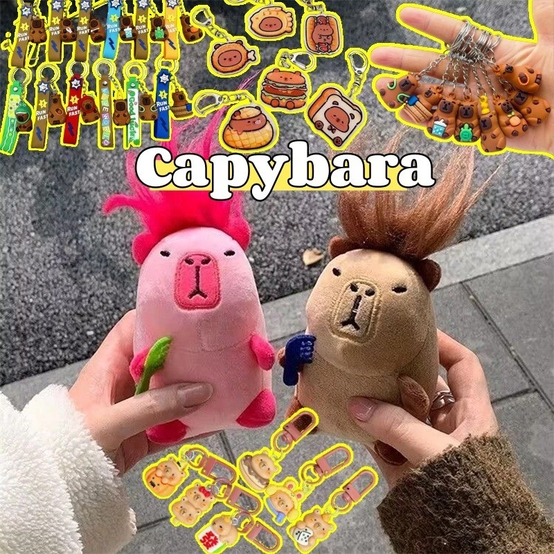 Capybara Sang Trọng Móc Khóa Đồ Chơi Capibara Túi Mặt Dây Chuyền Móc Khóa Trẻ Em Ba Lô Trang Trí Quà Tặng Búp Bê Lông Tơ