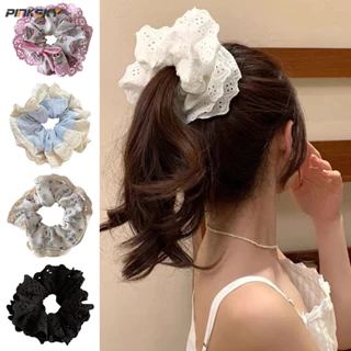 Ngọt Ngào Ren Scrunchies Bé Gái Cotton Nguyên Chất Trắng Ren Cổ Tích Dây Lông Tơ Lớn Phụ Kiện Tóc