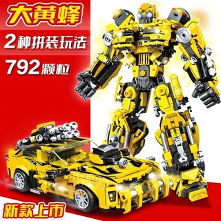 Tương thích với Lego Khối xây dựng Transformers Bumblebee Robot ô tô Optimus Prime Mecha Đồ chơi lắp ráp giáo dục