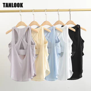 Áo vest tập Yoga TANLOOK dành cho nữ, chống sốc có miếng đệm ngực, đồ lót hai trong một, thể dục và thể thao lưng che đậy