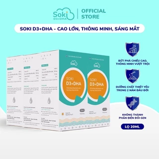 Combo 6 Siro SOKI D3+DHA Tăng Cường Sức Khỏe, Hấp Thu Calci, Bổ Sung Dưỡng Chất Thiết Yếu  - Lọ 20ml