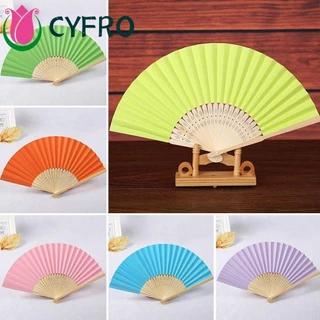 Cyfro Cầm Tay Quạt Mùa Hè 7 inch Cá Tính Trang TríTool Gấp Tre Màu Trơn Phong Cách Trung Hoa Cưới Ảnh Chống Đỡ Dụng Cụ