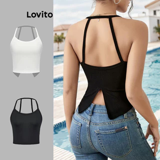Áo dây croptop Lovito hở lưng màu trơn thường ngày cho nữ L74ED103(Nhiều màu)