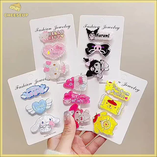 [C] 3 Kẹp Tóc Hoạt Hình Đáng Yêu Kawaii Kuromi Cinnamoroll Kẹp Tóc Bên Nổ Kẹp Cho Bé Gái Phụ Kiện Tóc Dễ Thương Mới