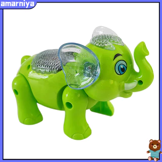 Amar Vui nhộn Đi bộ bằng điện nhấp nháy Động vật voi LED có dây xích âm nhạc Đồ chơi trẻ em
