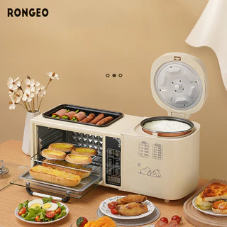 RONGEO Máy ăn sáng đa năng, lò nướng nóng bốn trong một, nồi cơm điện gia dụng