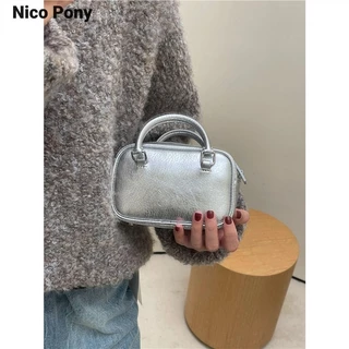 Túi vuông nhỏ nữ Nico Pony Hàn Quốc thời trang mới Golden bowling giản dị túi đeo chéo mini dễ thương