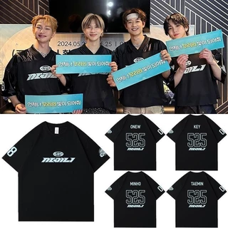 Kpop SHINee THẾ GIỚI SHINee Lưng Cổ Tròn Cotton T Tay Ngắn Hip Hop Top Nam / Nữ Áo Sơ Mi Cặp Đôi