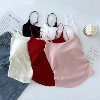 MTMM áo 2 dây có mút ngực áo ba lỗ có mút ngực Hot Girl Nhỏ Camisole Nữ Có Miếng Lót Ngực Xếp Ly Thiết Kế Không