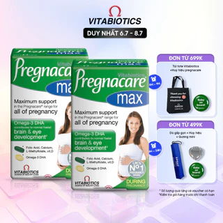 Combo 2 Hộp Viên Uống Cho Phụ Nữ Mang Thai & Cho Con Bú Vitabiotics PREGNACARE Max Bổ Sung Vitamin và Khoáng Chất