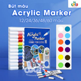 Bút Màu 12/24/36/48/60 Acrylic Marker LOẠI THÂN  TO Vẽ Trên Mọi Chất Liệu Có Thể Vẽ Chồng Màu, Màu Sắc Tươi Sáng