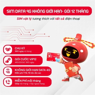 SIM iTel VIP12 - Data 4G không giới hạn - Gói 12 tháng