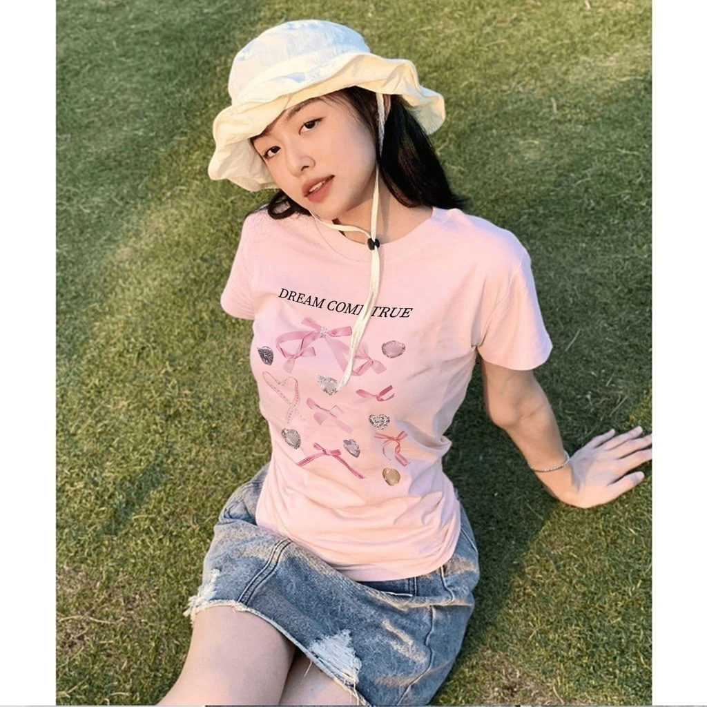 Áo Baby Tee PINKSTORE29 In Hình Nơ Dream Come True A51069