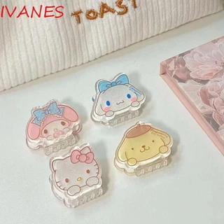 Ivanes Nữ Vuốt Tóc Phụ Kiện Tóc Cho Bé Gái Kuromi Kitty Cat Melody Acrylic Nhỏ Đuôi Ngựa Giá Đỡ