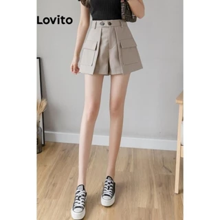 Lovito Quần short có túi trơn thông thường cho nữ LNE62560