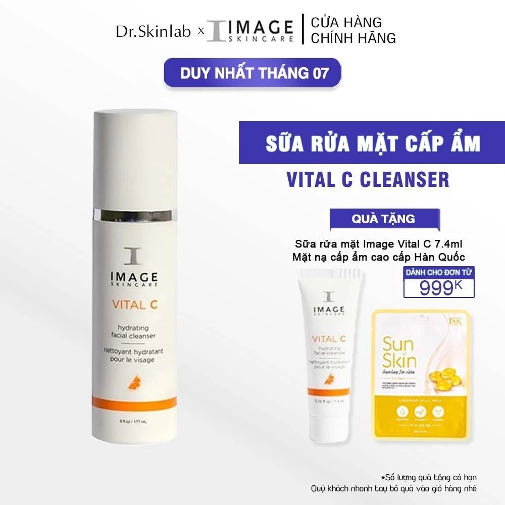Sữa rửa mặt dưỡng ẩm, phục hồi da Image Skincare Vital C Hydrating Facial Cleanser 177g (new)