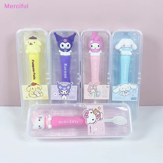 [Mer] Bàn chải đánh răng tóc mềm Sanrio có hộp Kuromi Hello Kitty Tay cầm bằng silicon Bàn chải đánh răng gia đình hoặc du lịch Làm sạch răng miệng Cô gái Quà tặng VN