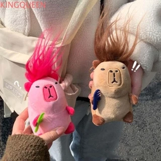 Móc khóa sang trọng KINGQUEEN Capibala, Capybara Mô phỏng Capibala Búp bê lông chiên, Túi treo vải Búp bê nhồi bông sang trọng Nước mềm Guinea Pig Mặt dây chuyền cặp đôi