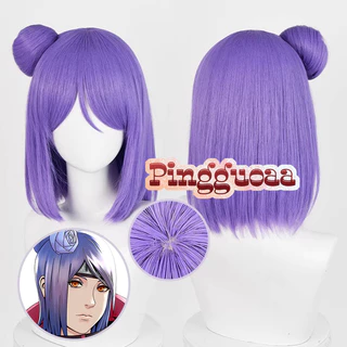 Anime Naruto Konan Cosplay Tóc Giả Dài 34cm Tím Tóc Giả Chịu Nhiệt Tổng Hợp Tóc