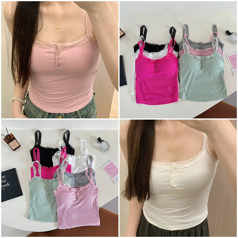 Ins Ren Vest Màu Trơn Slim Fit Cool Top Quần Áo Thời Trang Nữ