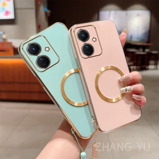 Ốp Lưng Cho OPPO Reno 11 pro 11F F25 pro 5g Vỏ Điện Thoại TPU Mới Vòng Hút Từ Tính Siêu Mỏng Mạ Điện Treo Dây Chống Sốc Vỏ Mềm