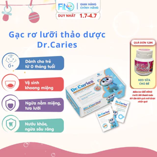 Gạc Rơ Lưỡi Dr.Caries, Vệ Sinh Răng Miệng, Ngừa Tưa Lưỡi, Nấm Miệng, An Toàn Cho Bé, Hộp 30 gói