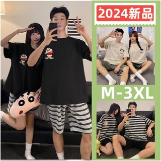 Cặp Đôi Bộ Đồ Ngủ Bộ Đồ Ngủ Nam Nữ Cotton Nhật Bản Mùa Hè Hoạt Hình Tay Ngắn Đồ Ngủ Người Phụ Nữ Người Loungewear Mỏng M-3XL
