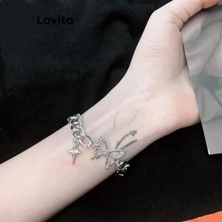 Lovito Vòng tay bướm kim loại hoạt hình thông thường dành cho nữ LFA21289