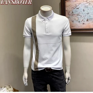 Áo sơ mi polo nam LANSBOTER, thời trang mùa hè Hàn Quốc, đơn giản, đẹp trai, phong cách nhẹ nhàng và trưởng thành, áo sơ mi polo ngắn tay dáng rộng thông thường