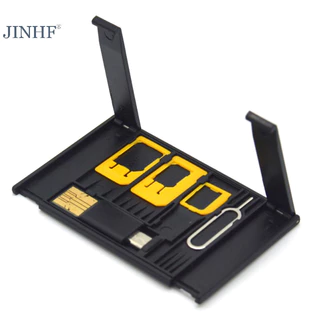Jinhf Kích thước thẻ tín dụng Bộ chuyển đổi SIM mỏng với đầu đọc thẻ TF & khay đựng thẻ SIM Eject Pin Giá đỡ thẻ SIM cho iPhone Huawei Xiaomi HOT
