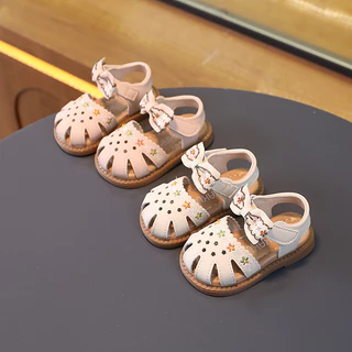 Mẫu mới Sandal Rọ Nơ thêu cho bé gái  Đế mềm êm chân cho bé Sz 16-20  Thế giới đồ của Bé