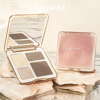 JUDYDOLL Bảng màu tạo khối Bốn Màu Nổi Bật Đường Viền Bảng Toàn Diện Mặt Làm Sáng Bóng Mũi Bóng