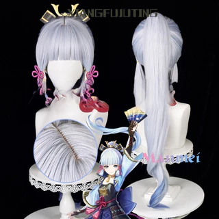 Genshin Impact Kamisato Ayaka Cosplay Tóc Giả Dài 75cm Tóc Giả Tóc Chịu Nhiệt Tóc Kamisato Ayaka Cosplay Fan