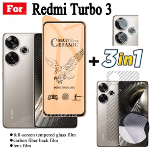 Kính cường lực gốm 3 TRONG 1 Redmi Turbo 3 cho Redmi Turbo3 Redmi A3 13C Ống kính máy ảnh Kính bảo vệ màn hình và phim mặt sau