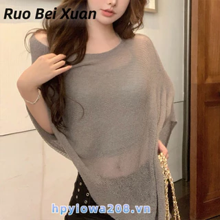 Ruo Bei Xuân Áo thun cổ tròn ngắn tay đơn giản dành cho nữ Thiết kế áo thun giảm béo màu trơn