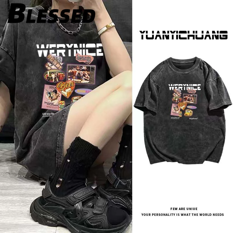 Blessed áo phông áo thun nữ croptop baby tee Thời trang Cổ điển Vintage Fashion WTX2451DG5 21Z240523