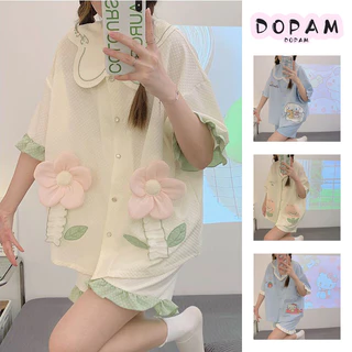 Bộ Đồ Ngủ Phong Cách Mới Cho Nữ Mùa Hè Cotton Nguyên Chất Mỏng Tay Ngắn Mặc Ngoài Hoạt Hình Dễ Thương Nhà Quần Áo Hai Mảnh Bộ