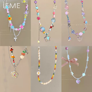 IF ME Vòng Cổ Ngôi Sao Đầy Màu Sắc Trái Tim Bướm Ngọc Trai Zircon Hạt Dây Chuyền Choker Cho Nữ Trang Sức Phụ Kiện