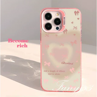 Tương Thích Cho iPhone 15 14 13 12 11 Pro Max X XR Xs Max 8 7 Plus Nơ Màu Hồng Tình Yêu Vỏ Điện Thoại Màu Bạc Vỏ Điện Thoại TPU