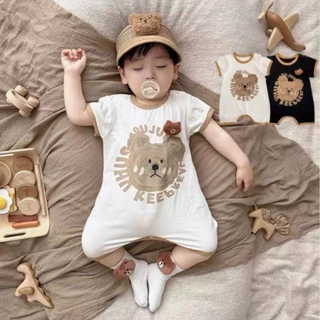 Sơ Sinh Trẻ Sơ Sinh Romper Quần Áo Mùa Hè Hoạt Hình Gấu Cotton Tay Ngắn Jumpsuits 0-2 Tuổi Bab Bé Trai Bé Gái Dễ Thương Thoải Mái Bodysuits