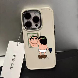 Lược Cá Tính Bút Chì Tóc Họa Tiết Shin-chan Vỏ Điện Thoại Tương Thích Cho IPhone 15 13 14 12 11 X XR Xs Max 14pro Se2020 7 / 8 Plus Ốp Lưng Khung Vuông Chống Sốc Silicon