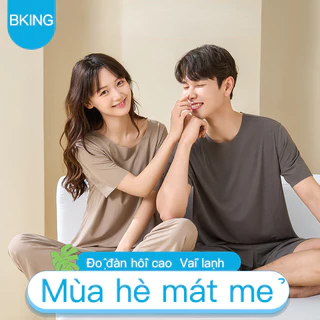 Trơn Thoải Mái Cặp Đôi Đồ Ngủ Mùa Hè Băng Lụa Bộ Đồ Ngủ Nam Tay Ngắn Bộ Đồ Ngủ Mặc Nhà