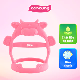 Gặm nướu vòng tay Silicone con bò Animo (Hồng)