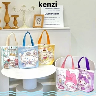 KENZI 【sanrio】Túi xách Mini , Túi tote có thể tái sử dụng bằng vải Canvas, Túi lưu trữ in hình hoạt hình dành cho nữ Túi mua sắm thông thường nguyên chất