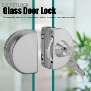 SecretLock Khóa cửa kính dày 10‑12mm trượt đẩy bằng thép không gỉ có 3 chìa khóa cho gia đình