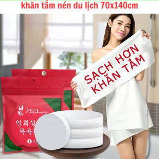 Khăn Tắm Viên Nén Du Lịch size 70x140cm Nhỏ Gọn, Siêu Tiện Lợi Làm Từ Cotton, Sử Dụng Nhiều Lần