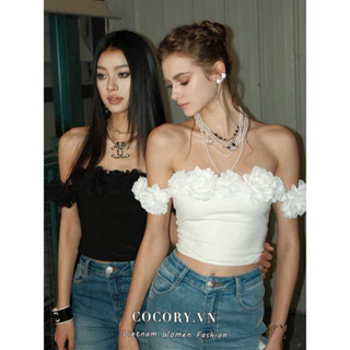 Cocorygirl Thời Trang Gợi Cảm Tắt Vai Hoa Áo Thun Nữ Tay Ngắn Quần Áo Slim Top zara