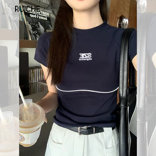 RUICHE áo phông áo thun nữ croptop baby tee Dễ thương Phong cách Casual Minimalist WTX2450S6P 20Z240516