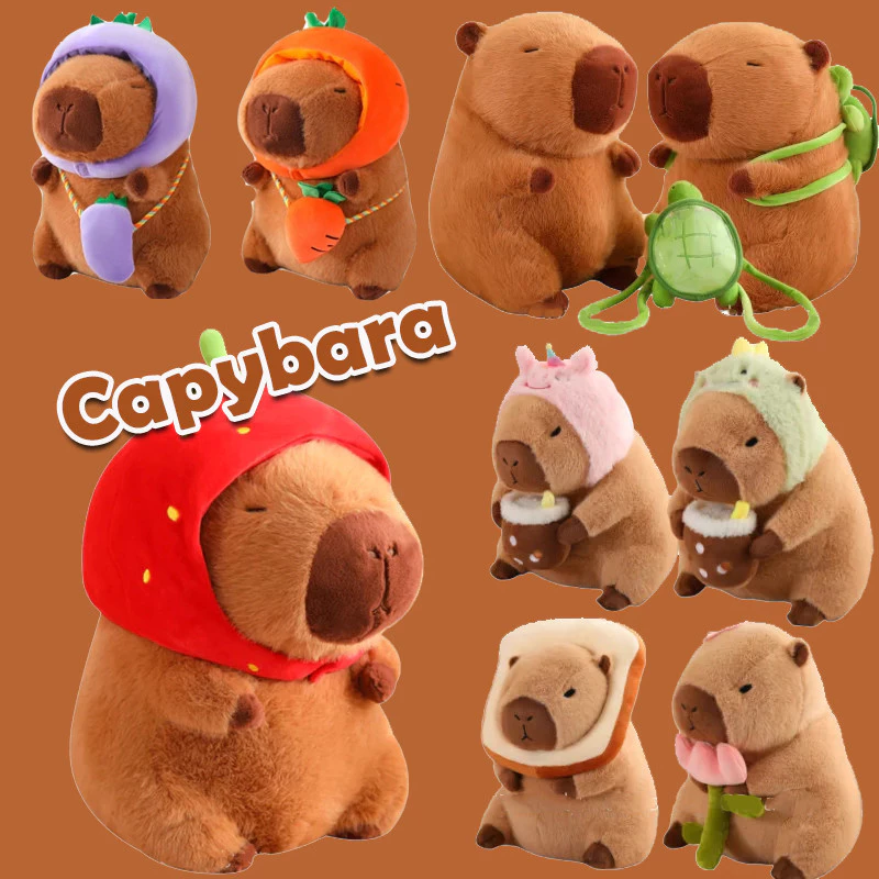 Gấu Bông Chuột Lang Capybara chảy mũi siu đáng yêu, Chuột Lang nước đeo balo rùa lông siu mượt