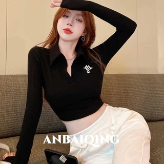 ANBAIQING áo phông áo thun nữ croptop baby tee phổ biến Đơn giản hàn quốc Thể thao WTX23909HR 21Z240520